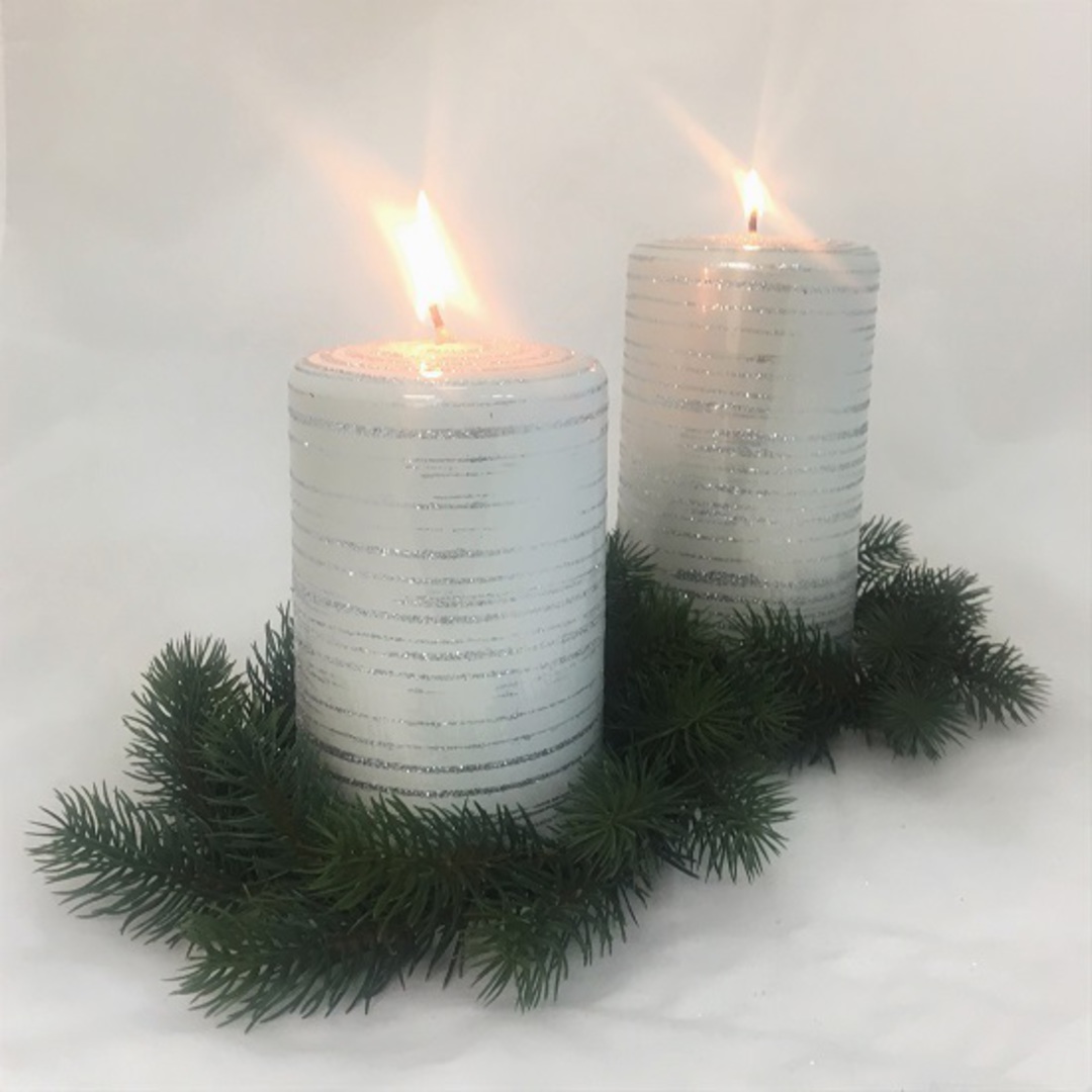Metallic White with Silver Glitter Candle image 0